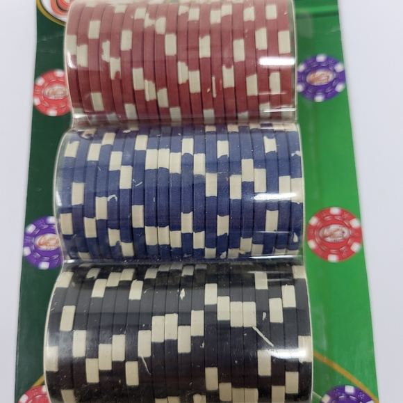 60 Easy Stacking Casino Chips Red Black Blue New Poker Card Playing - Picture 2 of 4